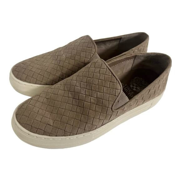 Vince Camuto Camby Taupe Tan Woven Slip-On Platform Sneaker Size 8 - Picture 2 of 9